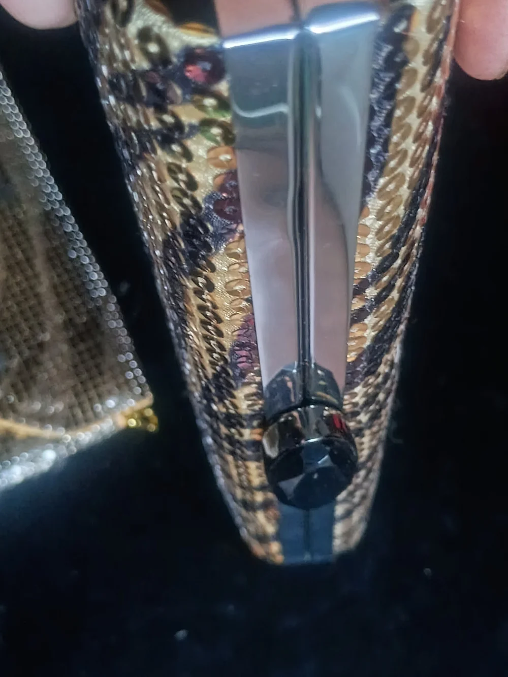 Gold and Black Metallic Tiger-Print Evening Clutch